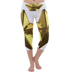 Stars Gold Color Transparency Capri Yoga Leggings by Amaryn4rt