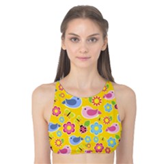 Spring Pattern - Yellow Tank Bikini Top by Valentinaart
