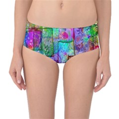 Rainbow Floral Doodle Mid-waist Bikini Bottoms by KirstenStar
