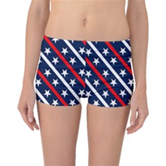Patriotic Red White Blue Stars Boyleg Bikini Bottoms by Nexatart