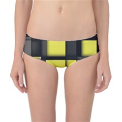Color Geometry Shapes Plaid Yellow Black Classic Bikini Bottoms by Alisyart