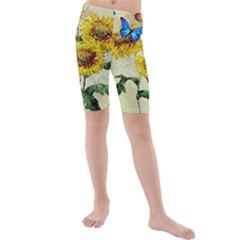 Backdrop Colorful Butterfly Kids  Mid Length Swim Shorts by Nexatart