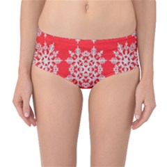 Background For Scrapbooking Or Other Stylized Snowflakes Mid-waist Bikini Bottoms by Nexatart