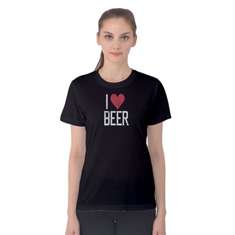 Black I Love Beer  Women s Cotton Tee by FunnySaying