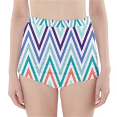 Chevrons Colourful Background High-waisted Bikini Bottoms by Nexatart