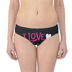  I Love You My Valentine / Our Two Hearts Pattern (black) Hipster Bikini Bottoms by FashionFling