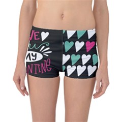  I Love You My Valentine / Our Two Hearts Pattern (black) Reversible Bikini Bottoms by FashionFling