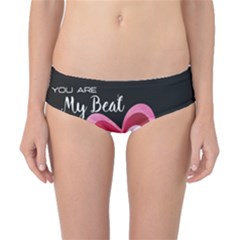 You Are My Beat / Pink And Teal Hearts Pattern (black)  Classic Bikini Bottoms by FashionFling