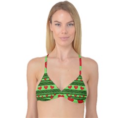 Fabric Christmas Hearts Texture Reversible Tri Bikini Top by Nexatart