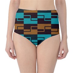 Fabric Textile Texture Gold Aqua High-waist Bikini Bottoms by Nexatart