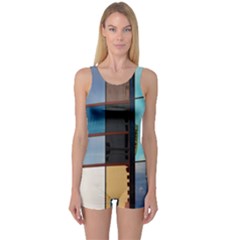 Glass Facade Colorful Architecture One Piece Boyleg Swimsuit by Nexatart