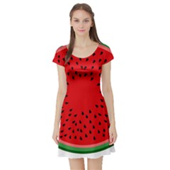 Watermelon Short Sleeve Skater Dress