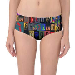 Letters A Abc Alphabet Literacy Mid-waist Bikini Bottoms by Nexatart