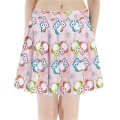 Owl Bird Cute Pattern Pleated Mini Skirt by Nexatart