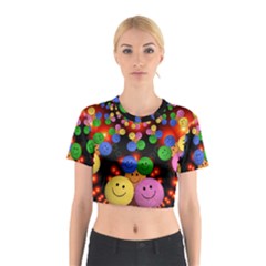 Smiley Laugh Funny Cheerful Cotton Crop Top by Nexatart