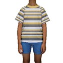 Textile Design Knit Tan White Kids  Short Sleeve Swimwear View1