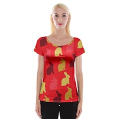 Hare Easter Pattern Animals Women s Cap Sleeve Top by Amaryn4rt