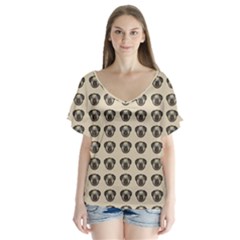 Puppy Dog Pug Pup Graphic Flutter Sleeve Top by Amaryn4rt
