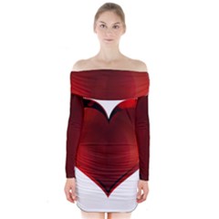 Heart Gradient Abstract Long Sleeve Off Shoulder Dress