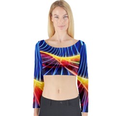 Color Colorful Wave Abstract Long Sleeve Crop Top by Amaryn4rt