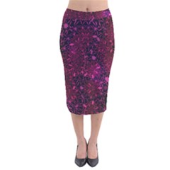 Retro Flower Pattern Design Batik Velvet Midi Pencil Skirt by Amaryn4rt