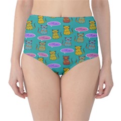 Meow Cat Pattern High-waist Bikini Bottoms by Amaryn4rt