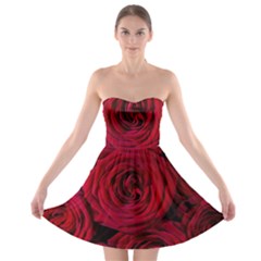 Roses Flowers Red Forest Bloom Strapless Bra Top Dress by Amaryn4rt