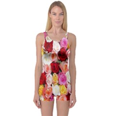Rose Color Beautiful Flowers One Piece Boyleg Swimsuit by Amaryn4rt