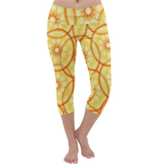 Lemons Orange Lime Circle Star Yellow Capri Yoga Leggings by Alisyart