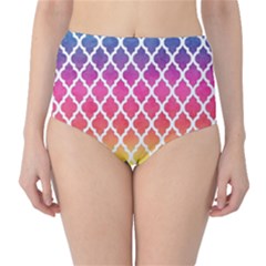 Colorful Rainbow Moroccan Pattern High-waist Bikini Bottoms by Amaryn4rt