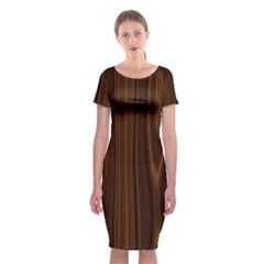 Texture Seamless Wood Brown Classic Short Sleeve Midi Dress by Alisyart