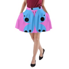 Pink Blue Butterfly Animals Fly A-line Pocket Skirt by Alisyart