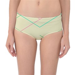 Abstract Yellow Geometric Line Pattern Mid-waist Bikini Bottoms by Simbadda