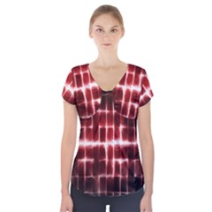 Electric Lines Pattern Short Sleeve Front Detail Top by Simbadda