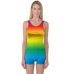 Rainbow Background Colourful One Piece Boyleg Swimsuit by Simbadda