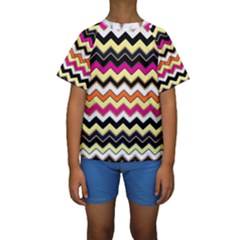 Colorful Chevron Pattern Stripes Pattern Kids  Short Sleeve Swimwear by Simbadda