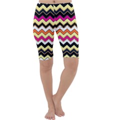 Colorful Chevron Pattern Stripes Pattern Cropped Leggings  by Simbadda