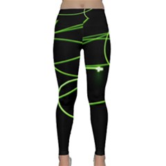 Light Line Green Black Classic Yoga Leggings by Alisyart