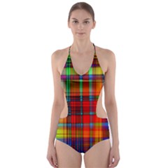 Abstract Color Background Form Cut-out One Piece Swimsuit by Simbadda