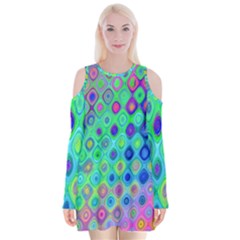 Background Texture Pattern Colorful Velvet Long Sleeve Shoulder Cutout Dress