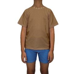 Pattern Honeycomb Pattern Brown Kids  Short Sleeve Swimwear by Simbadda