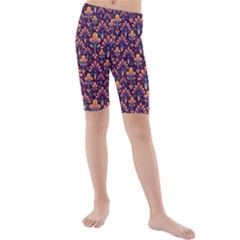 Abstract Background Floral Pattern Kids  Mid Length Swim Shorts by Simbadda