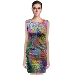 Glass Rainbow Color Sleeveless Velvet Midi Dress by Alisyart