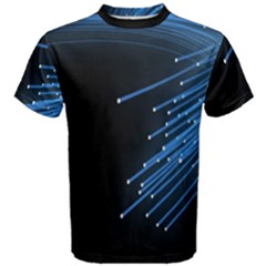Abstract Light Rays Stripes Lines Black Blue Men s Cotton Tee by Alisyart
