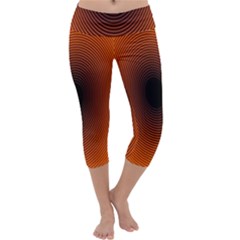 Abstract Circle Hole Black Orange Line Capri Yoga Leggings by Alisyart