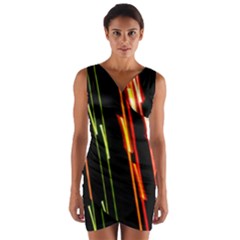 Colorful Diagonal Lights Lines Wrap Front Bodycon Dress by Alisyart