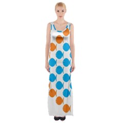 Fish Arrow Orange Blue Maxi Thigh Split Dress by Alisyart