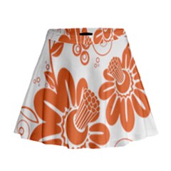 Floral Rose Orange Flower Mini Flare Skirt by Alisyart