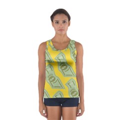 Money Dollar $ Sign Green Yellow Women s Sport Tank Top  by Alisyart