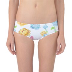 Rose Flower Floral Blue Yellow Gold Butterfly Animals Pink Classic Bikini Bottoms by Alisyart